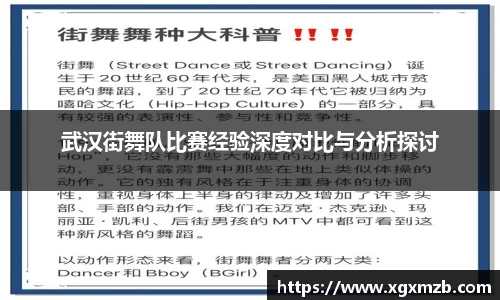 武汉街舞队比赛经验深度对比与分析探讨